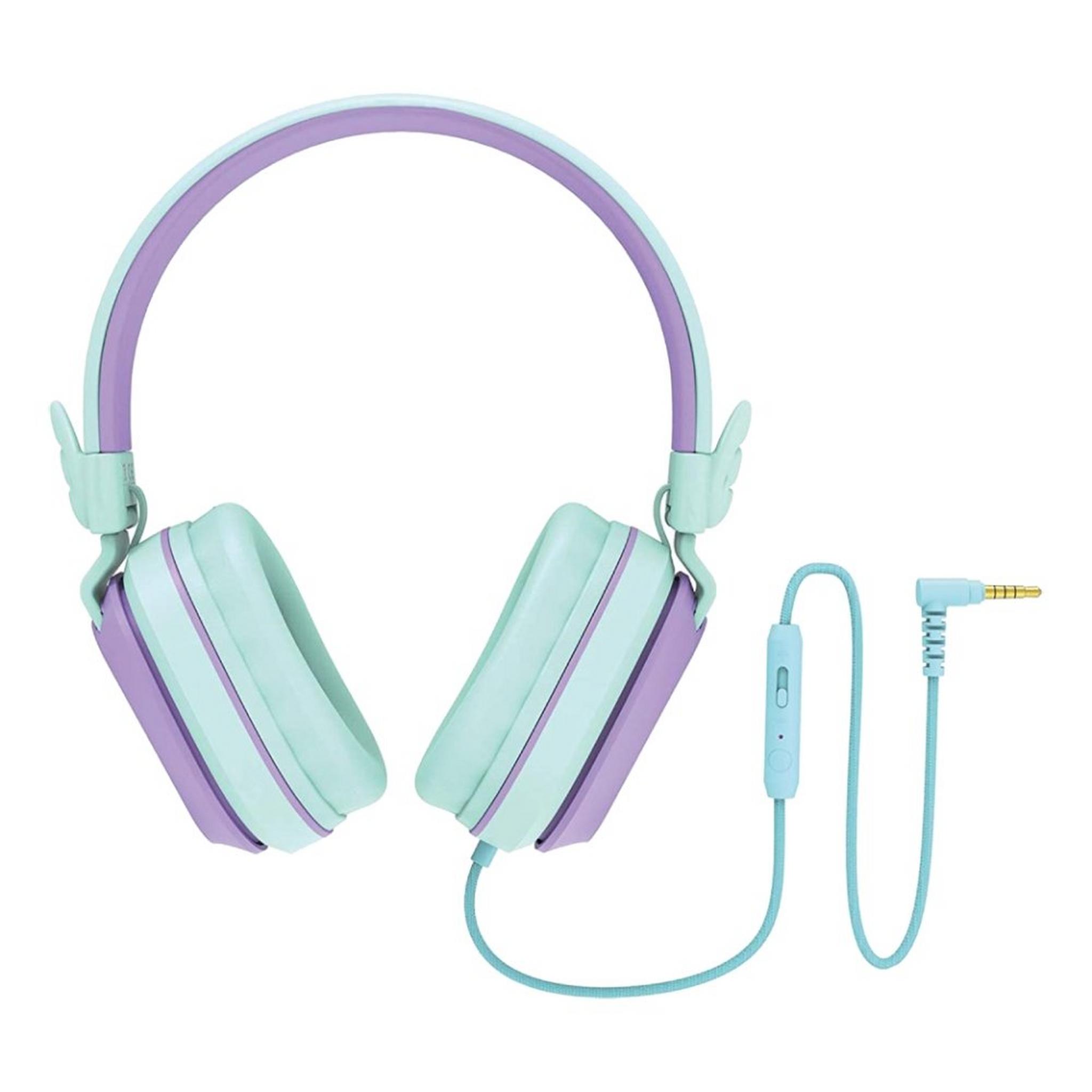 Riwbox Kids Wired Over-Ear Headphones - Purple/Green