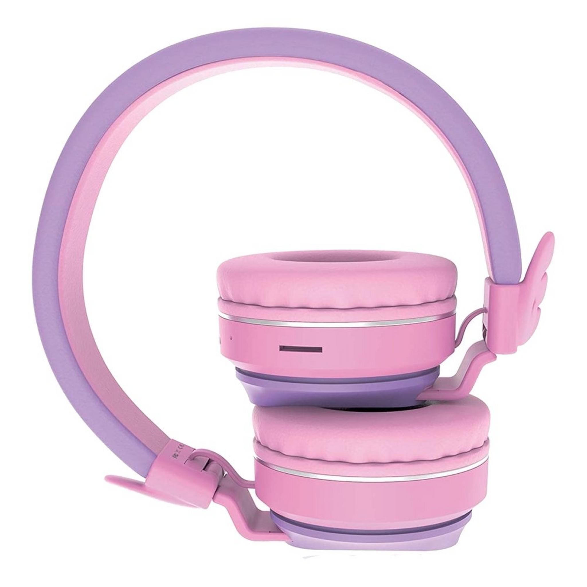 Riwbox Wings Kids Bluetooth Headphones - Purple/Pink