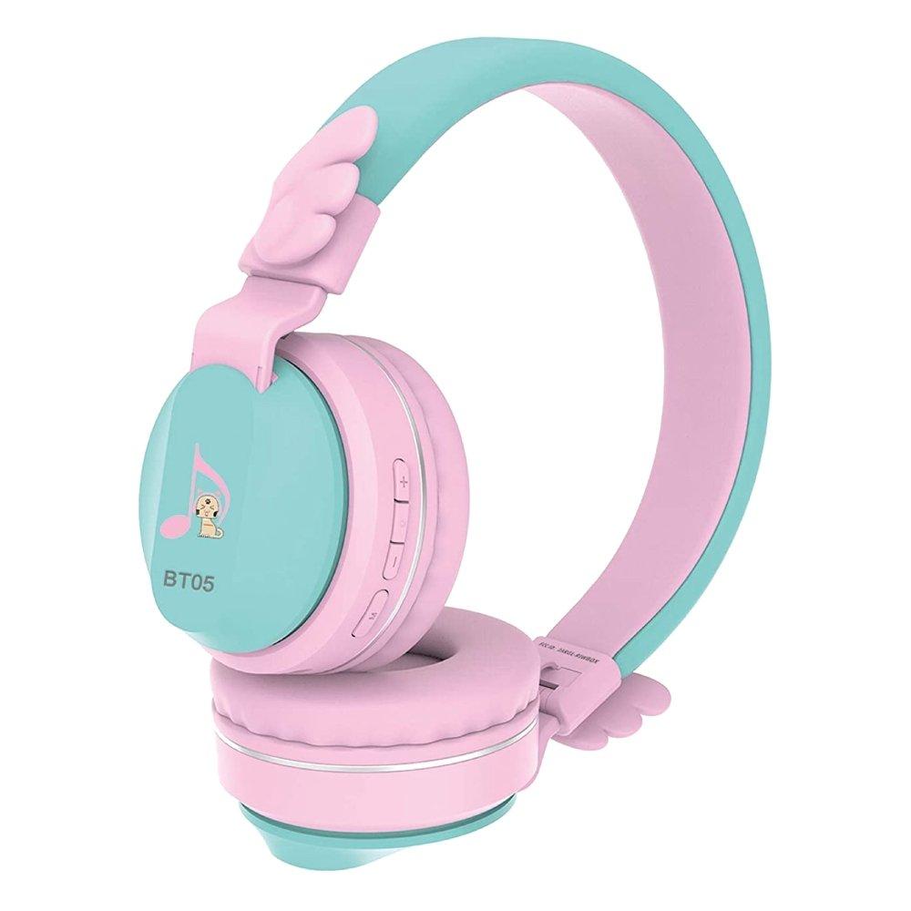 Riwbox Wings Kids Bluetooth Headphones Pink/Green Price Shop Online