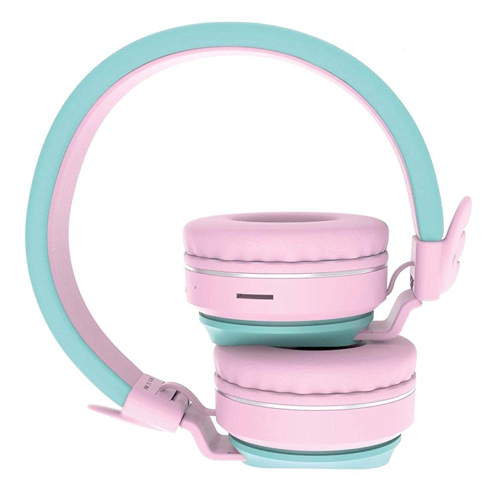 Riwbox Wings Kids Bluetooth Headphones - Pink/Green