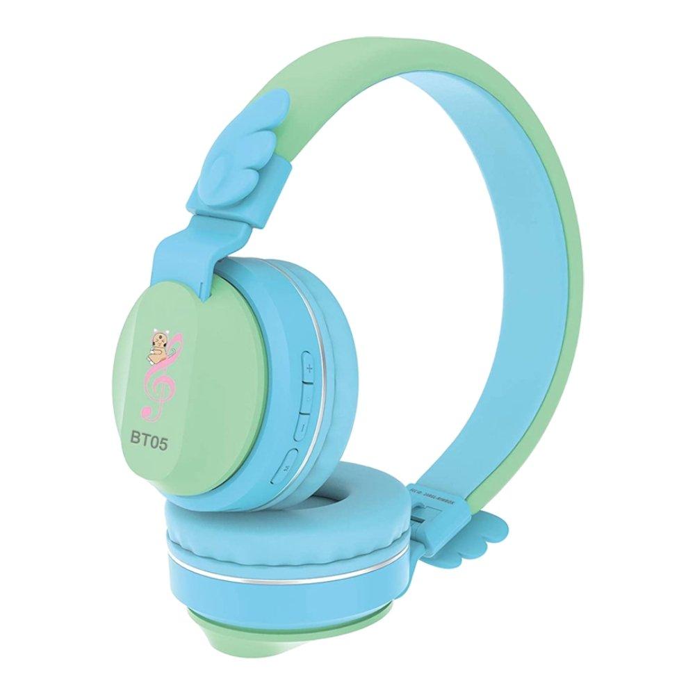 Riwbox Wings Kids Bluetooth Headphones - Blue/Green
