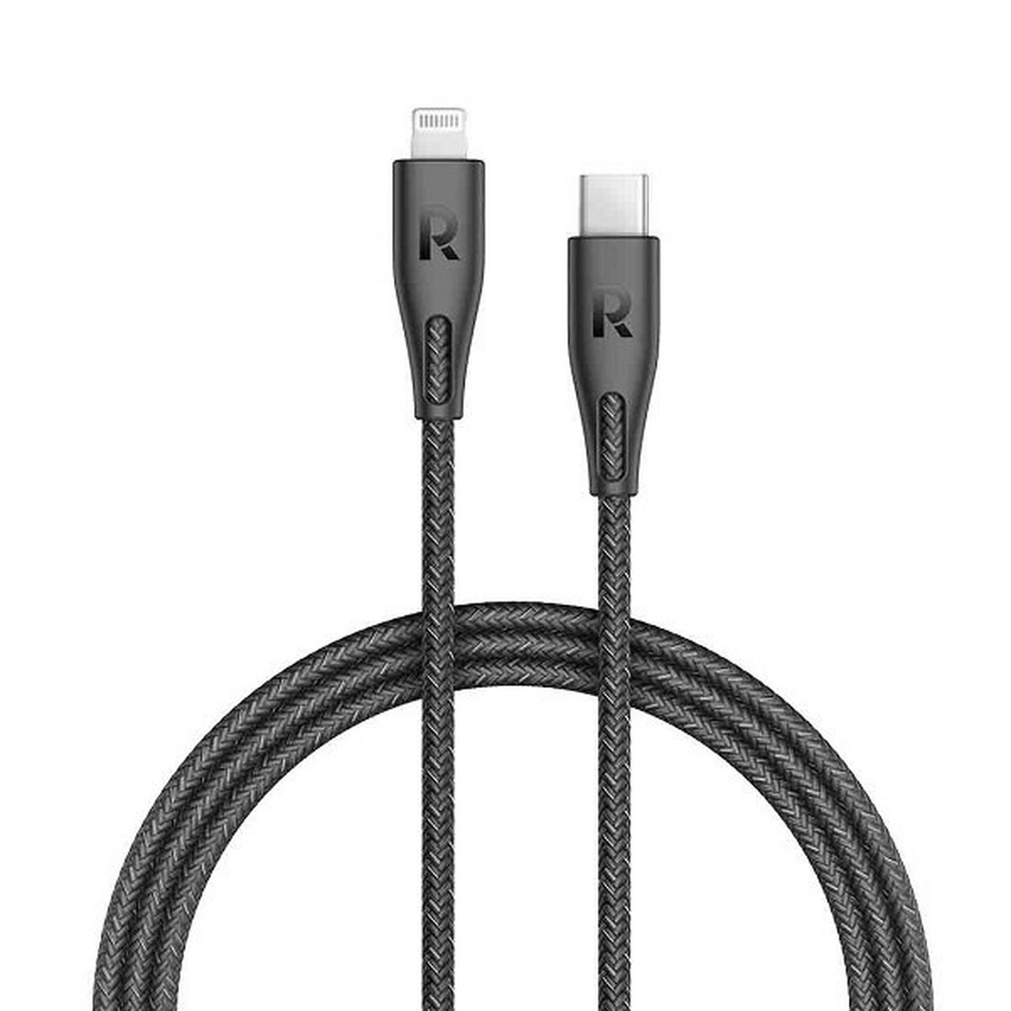 RAVPower USB-C to Lightning 2m Nylon Cable - Black