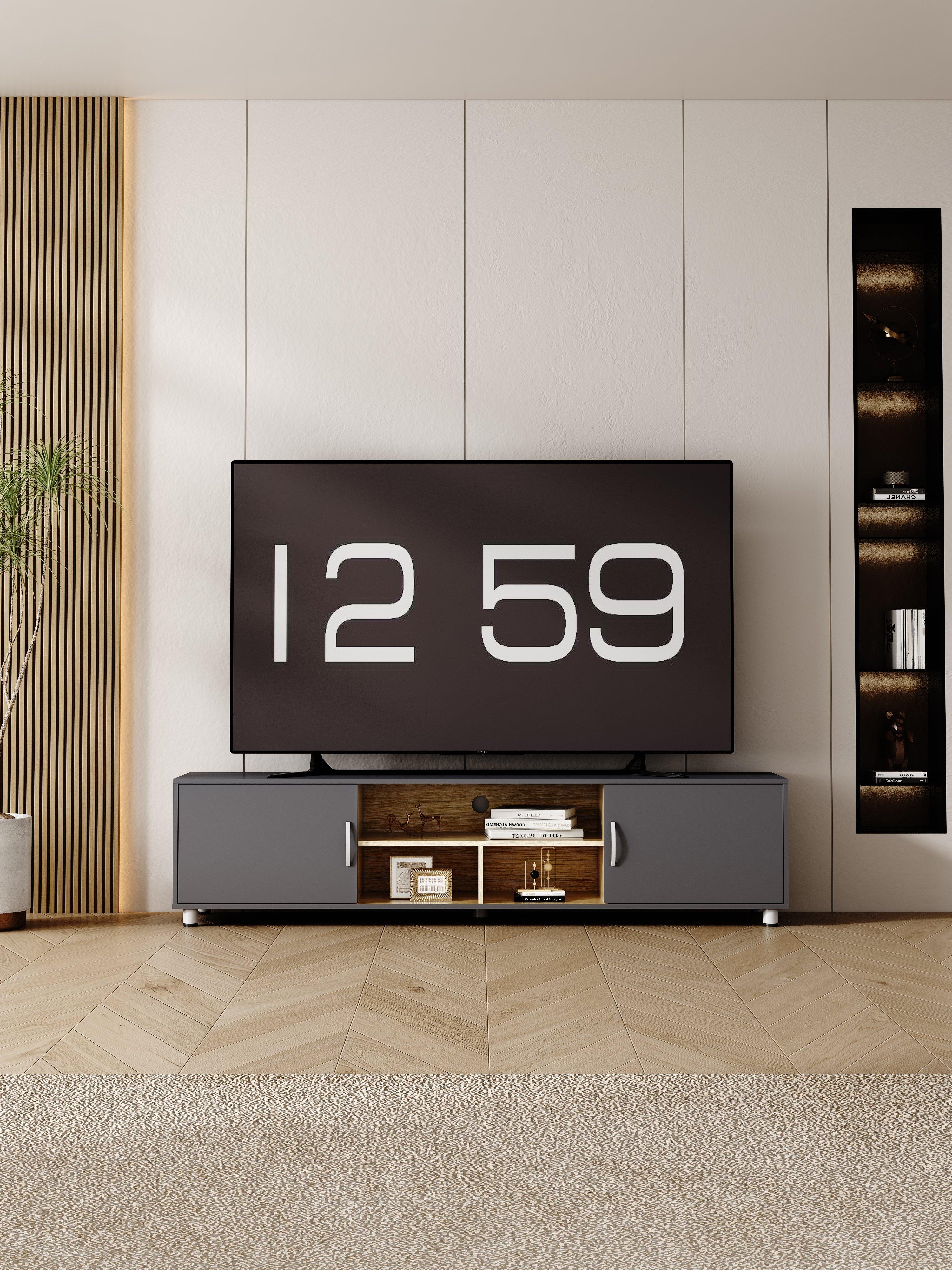 Wansa TV Stand, Up To 85-Inch, 20 Kg Loading Capacity, KS-0186 - Matt gray