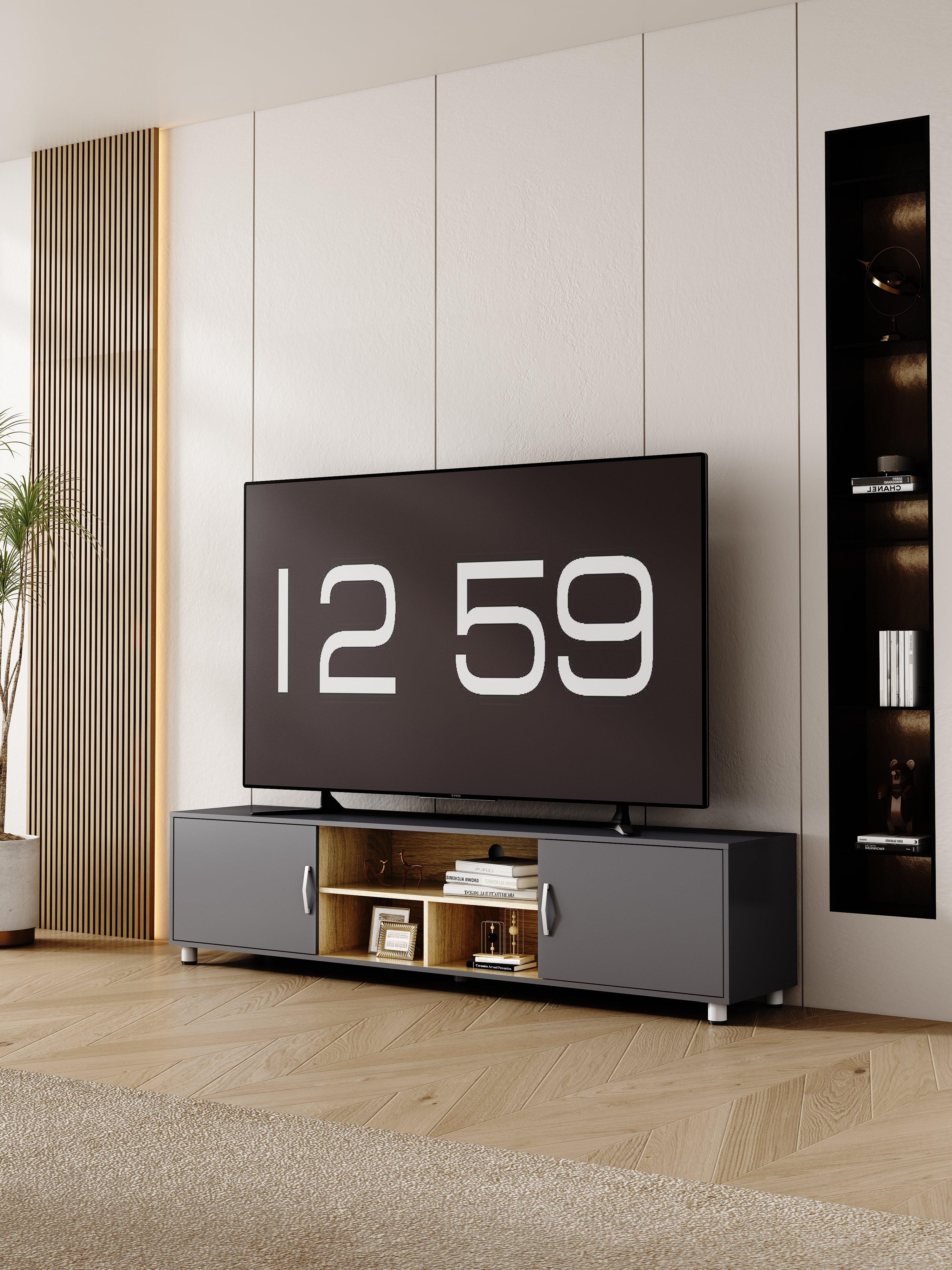 Wansa TV Stand, Up To 85-Inch, 20 Kg Loading Capacity, KS-0186 - Matt gray