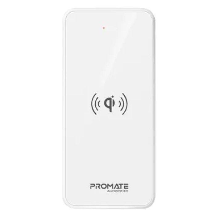 Promate AuraVolt-10+ Qi Wireless Power Bank, 10000mAh - White