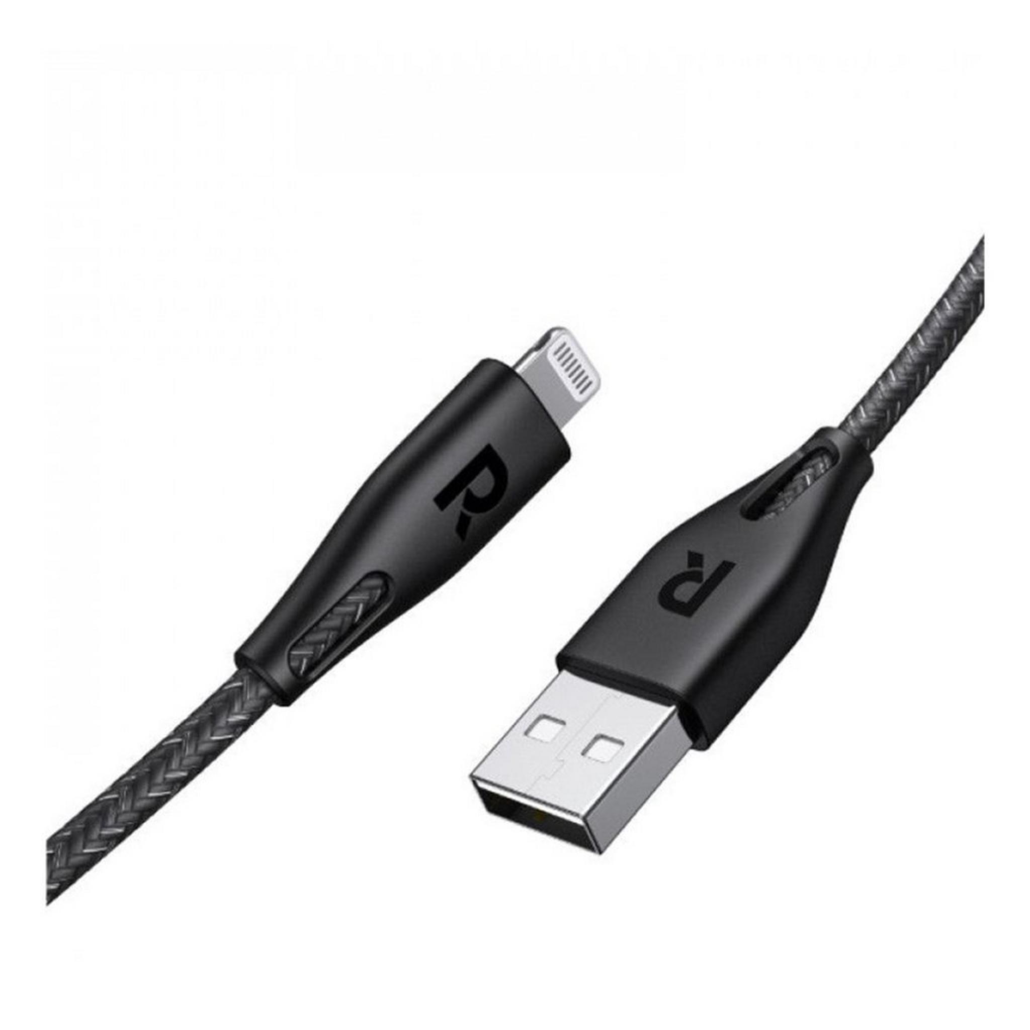 RAVPower 1.2m Nylon USB A to Lighting Cable (RP-CB1026) | Black