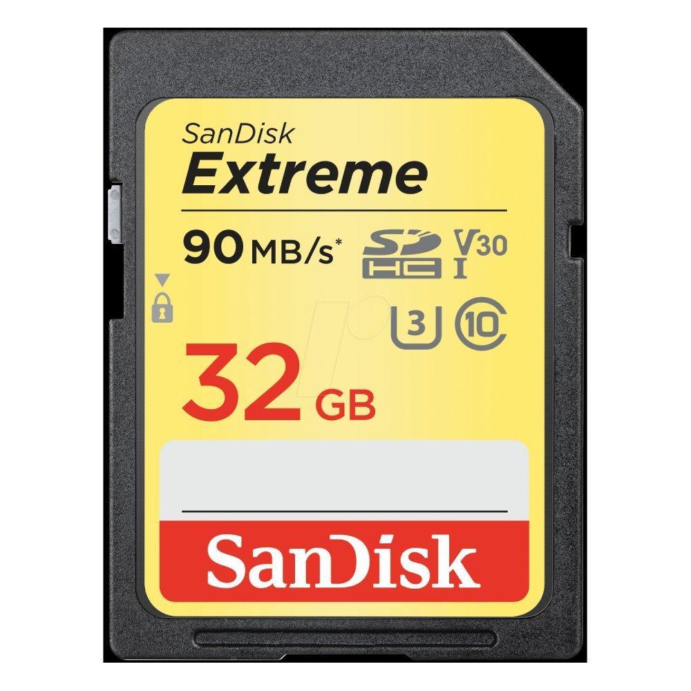 Buy Sandisk extreme sd uhs i 32gb card 100mb/s read & 60mb/s write in Kuwait