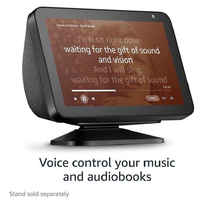 شاشة عرض ذكية ايكو شو 8 من امازون مع اليكسا، 8 بوصة تعمل باللمس، 1 ميجابكسل، B07PF1Y28C - شاركول