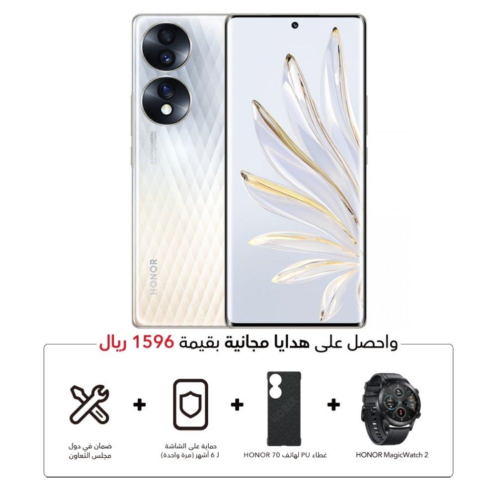 Pre Order Honor 70 5G 128GB Phone Crystal Silver Price in KSA Xcite