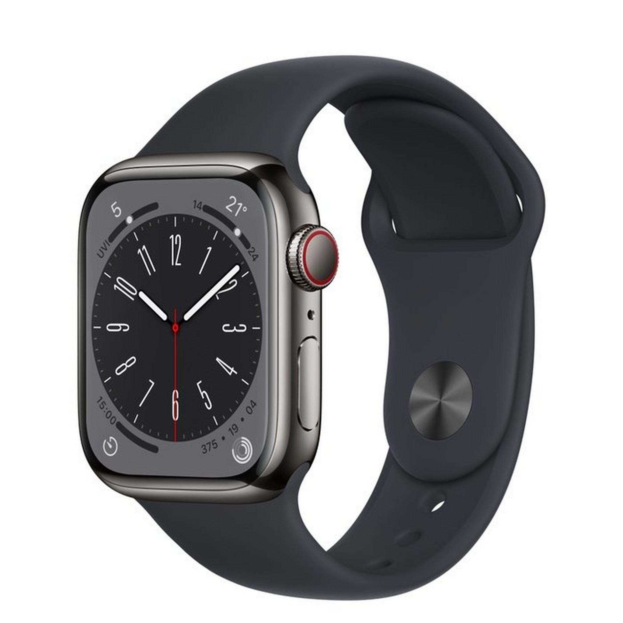 Pre Order Apple Watch S8 Cellular 41mm - Graphite Stainless Steel Case with Midnight Sport Band
