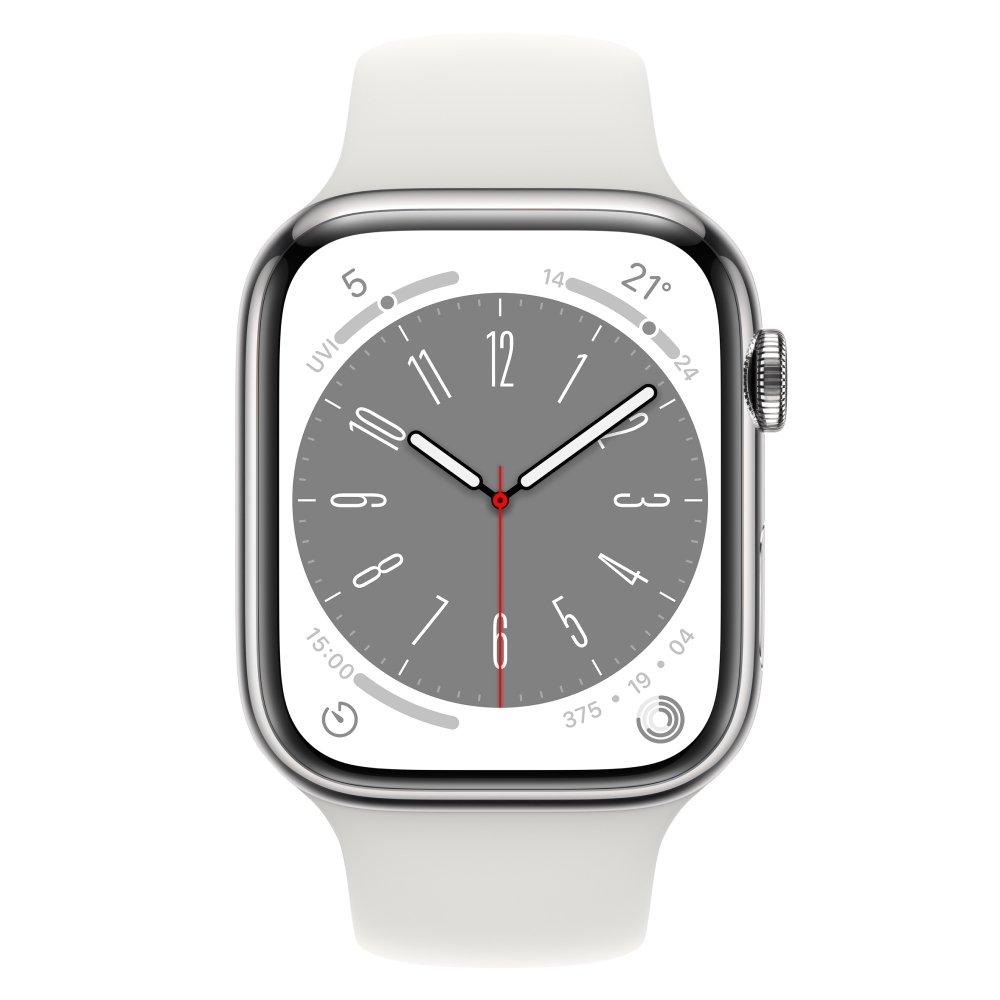 Pre Order Apple Watch S8 Cellular 45mm - White Sport Band