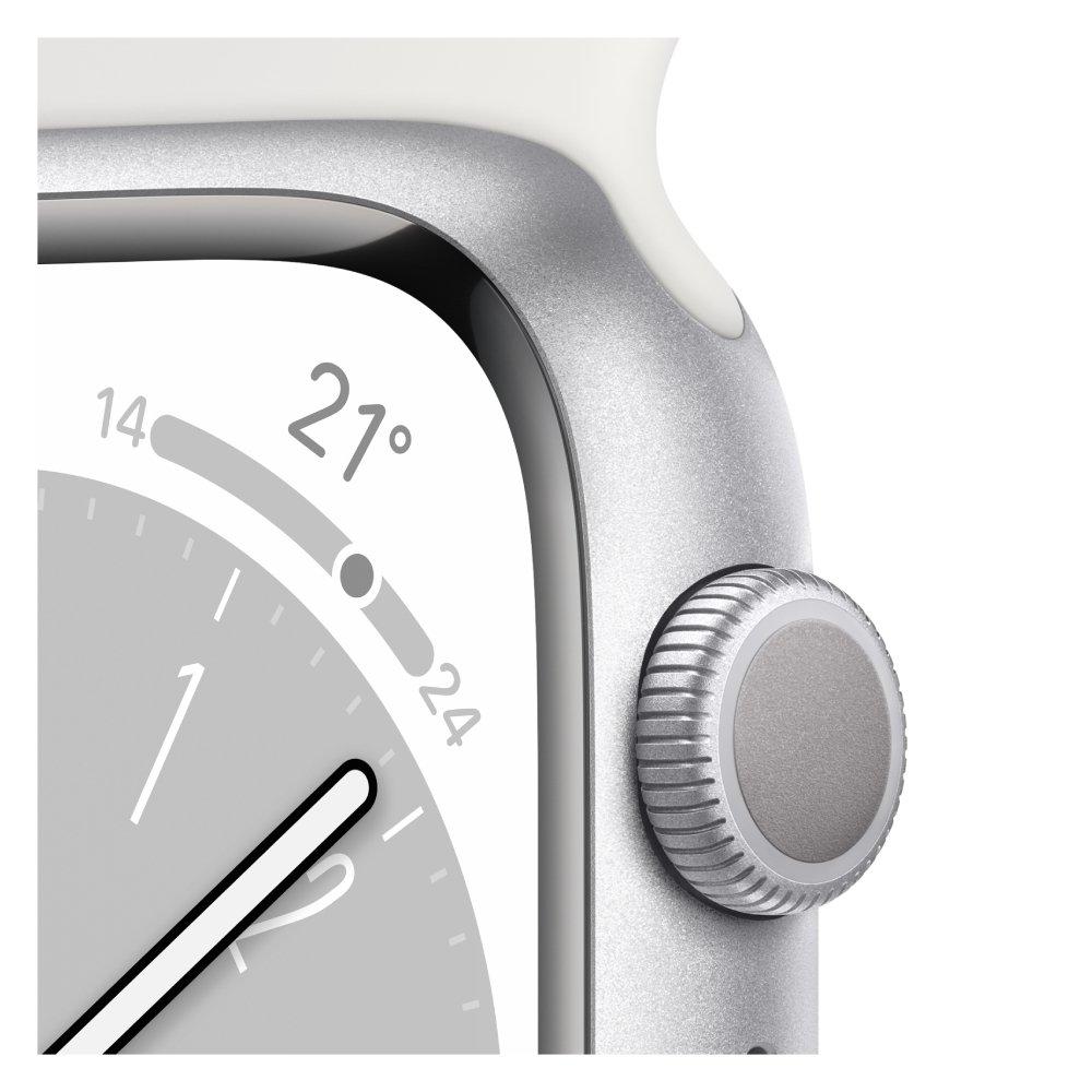 Pre Order Apple Watch S8 GPS 45mm - Aluminum Case with White Sport Band
