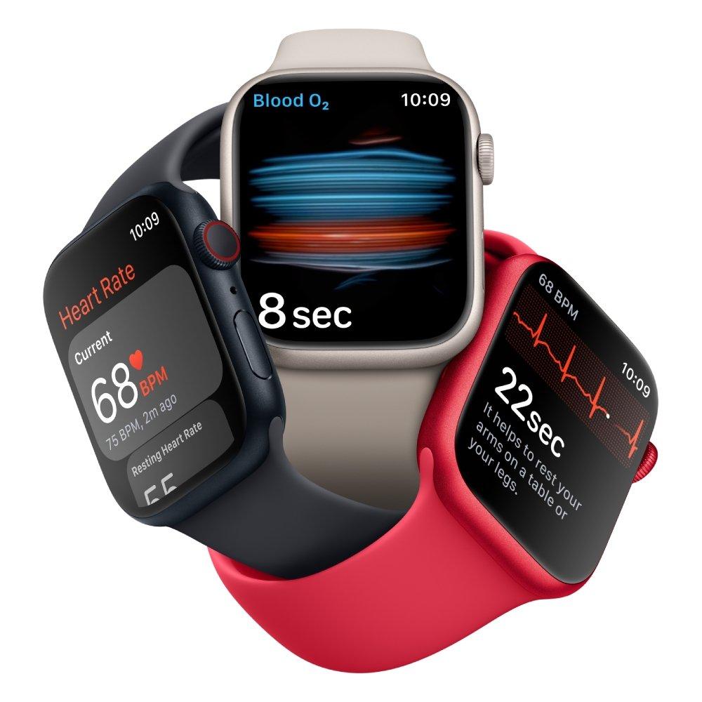 Apple Watch Series 8 GPS + Cellular, 41mm, Aluminium Body, Silicon Strap Red Price in Kuwait