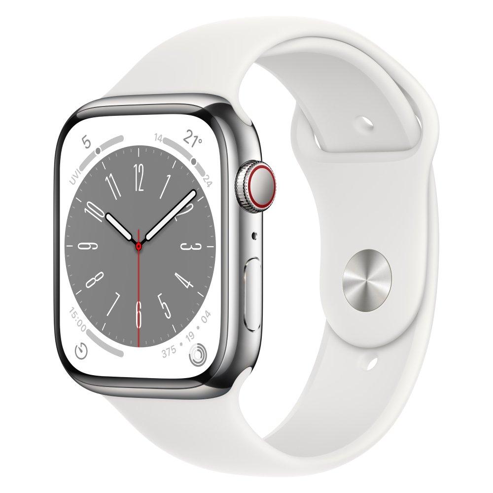 Apple Watch Series 8 Gps Cellular 41mm Silver Stainless Steel Case With White Sport B Price 