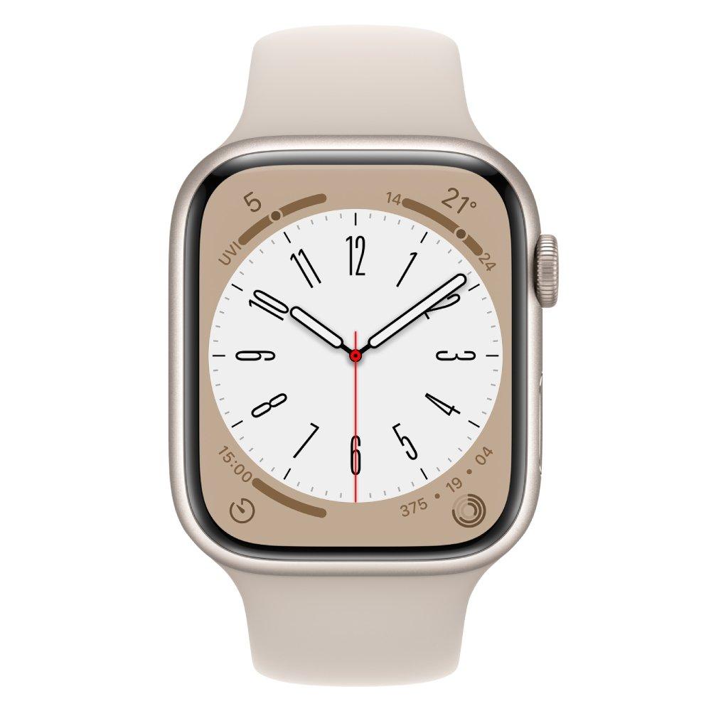 Apple Watch Series 8 GPS + Cellular 45mm Starlight Aluminium Case with Starlight Sport Band - Regular