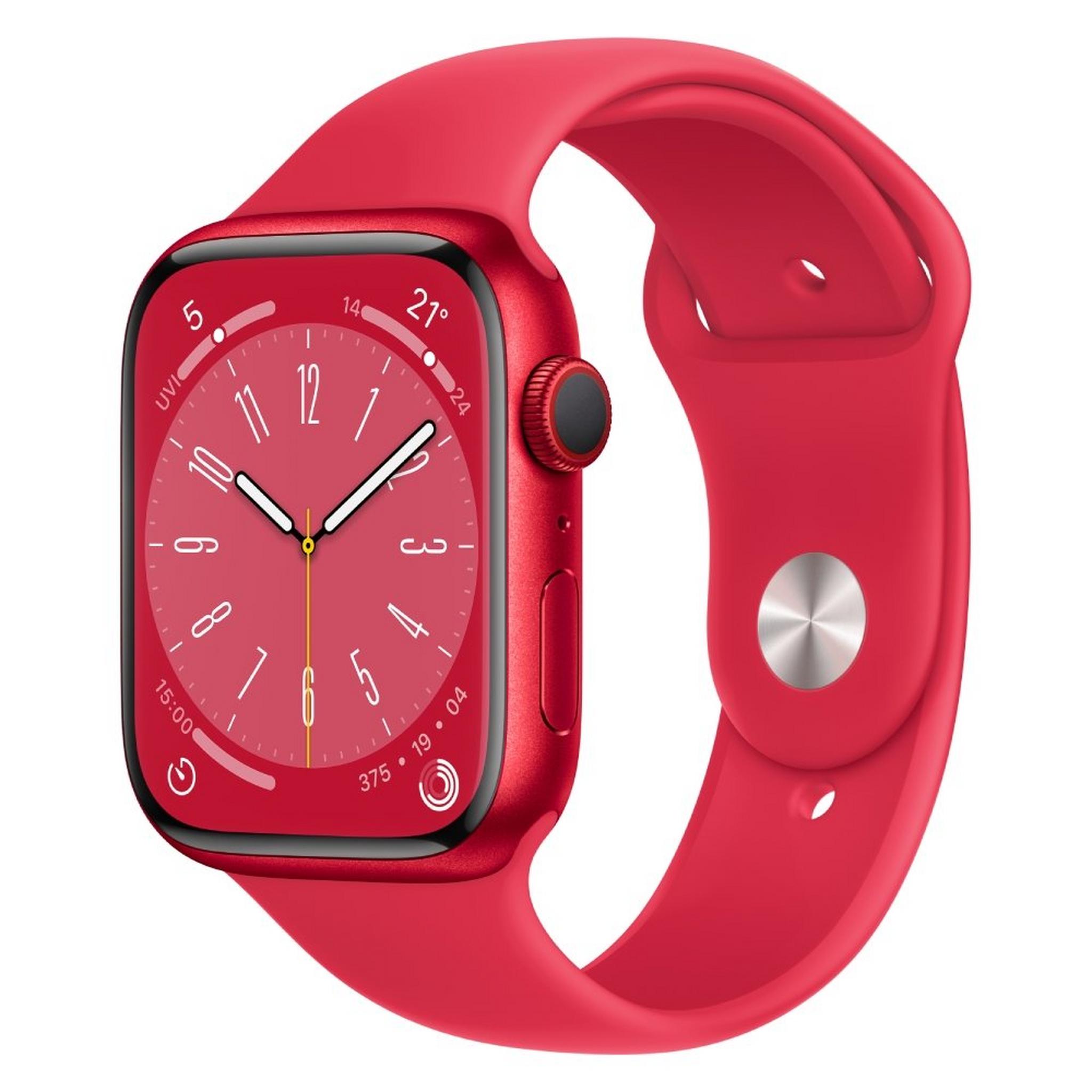 Apple Watch Series 8 GPS + Cellular, 45mm, Aluminium Body, Silicon Strap - Red