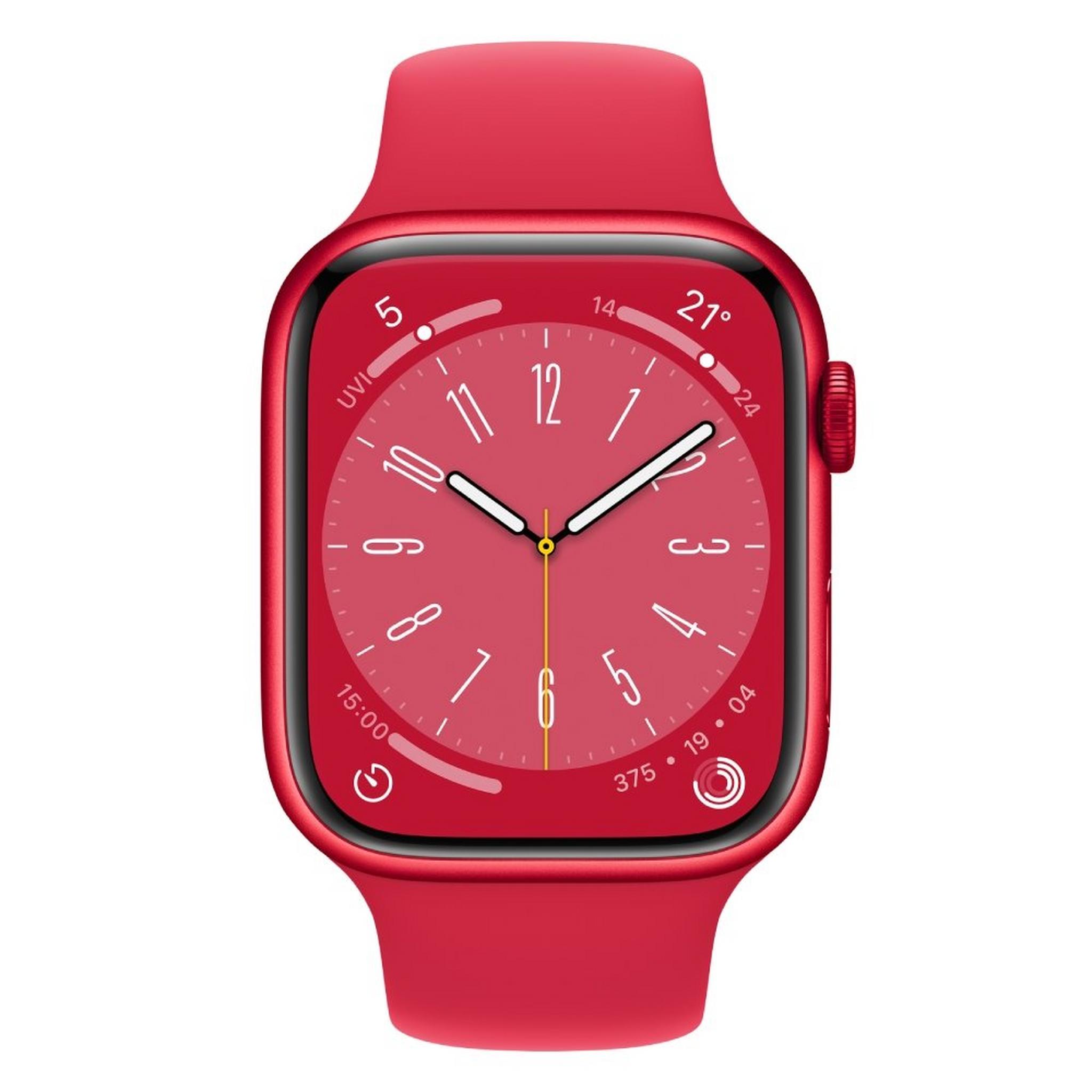 Apple Watch Series 8 GPS + Cellular, 45mm, Aluminium Body, Silicon Strap - Red