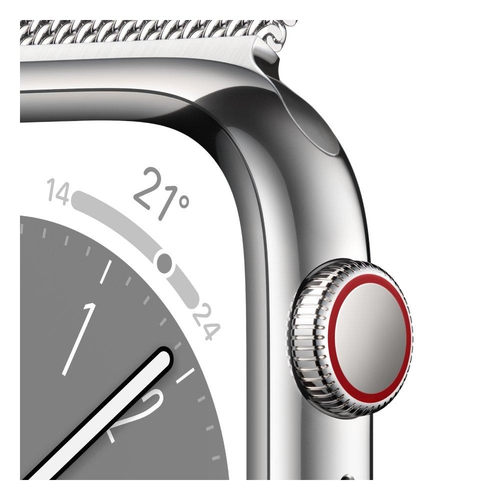 Apple Watch Series 8 GPS + Cellular 45mm Silver Stainless Steel Case with Silver Milanese Loop