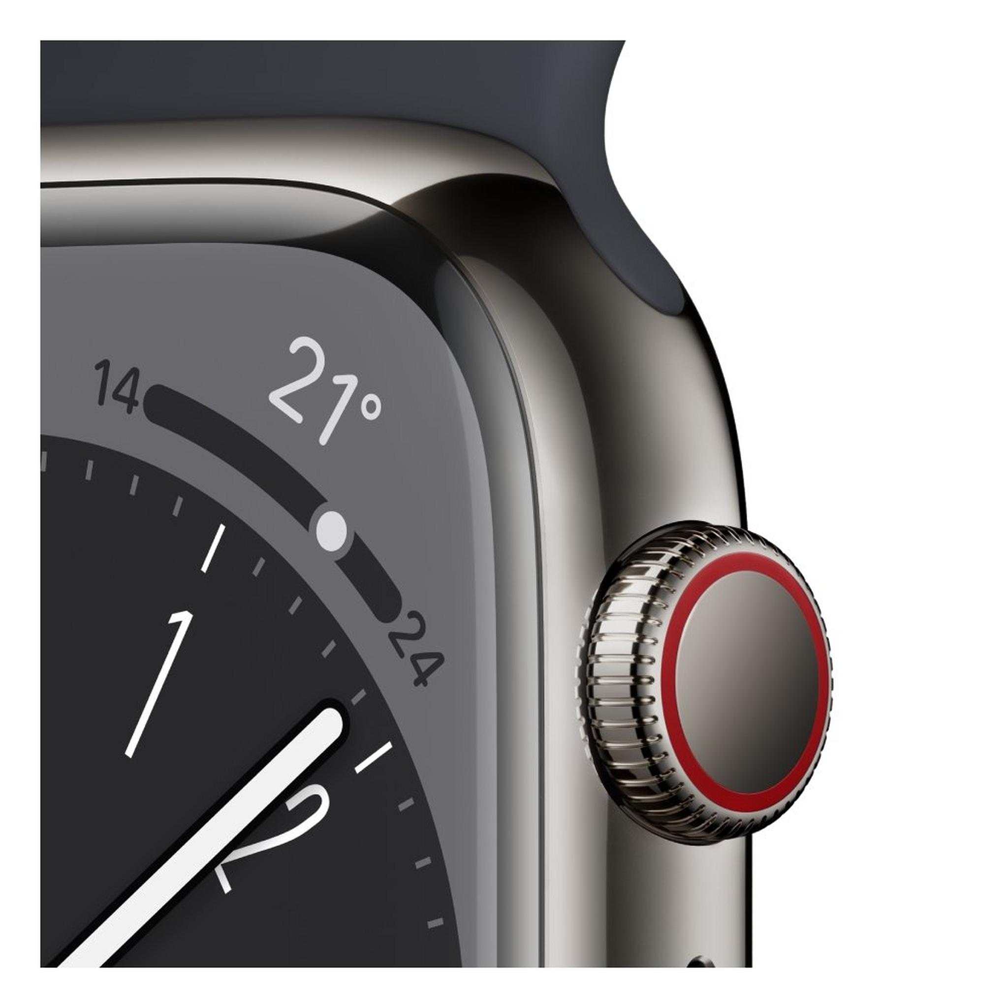 Apple Watch Series 8 Gps Cellular 45mm Graphite Stainless Steel Case With Midnight Sport Band
