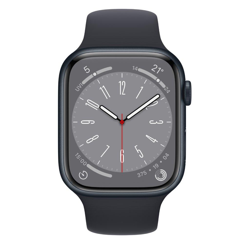 Buy Apple series 8 aluminum case watch, 45mm, gps, mnp13ae/a – midnight black in Saudi Arabia