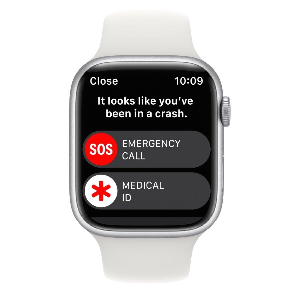 Apple Watch Series 8 GPS 45mm Silver Aluminium Case with White Sport Band - Regular