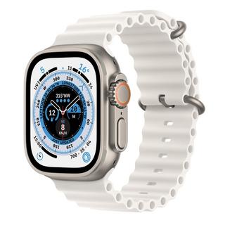 Buy Apple watch ultra gps + cellular, 49mm titanium case with white ocean band in Saudi Arabia