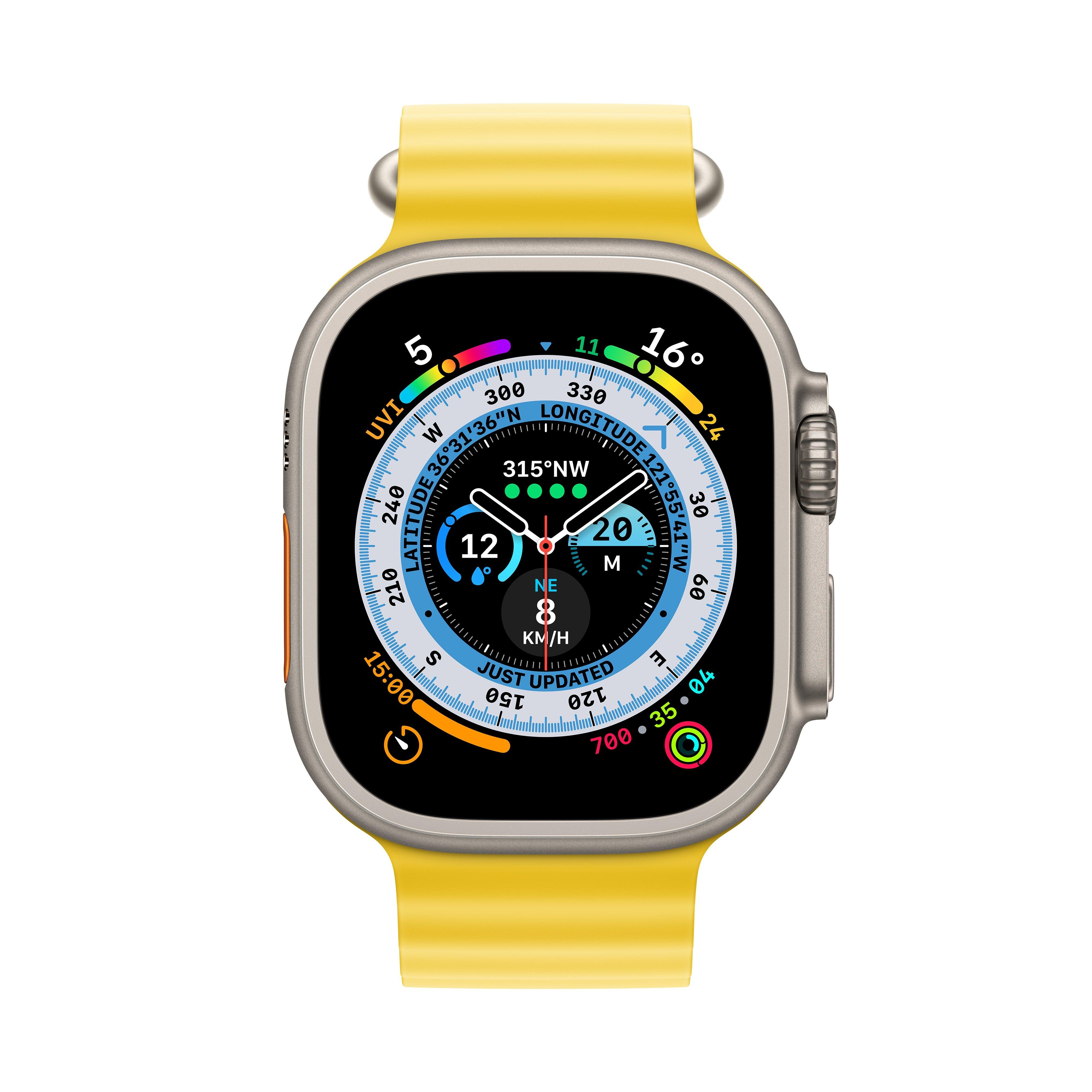 Apple Watch Ultra GPS + Cellular, 49mm Titanium Case with Yellow Ocean Band