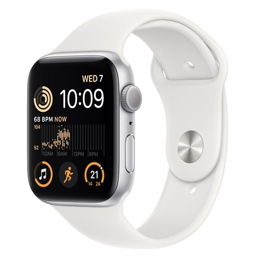 Buy Apple watch se gps 40mm silver aluminium case with white sport band - regular in Saudi Arabia