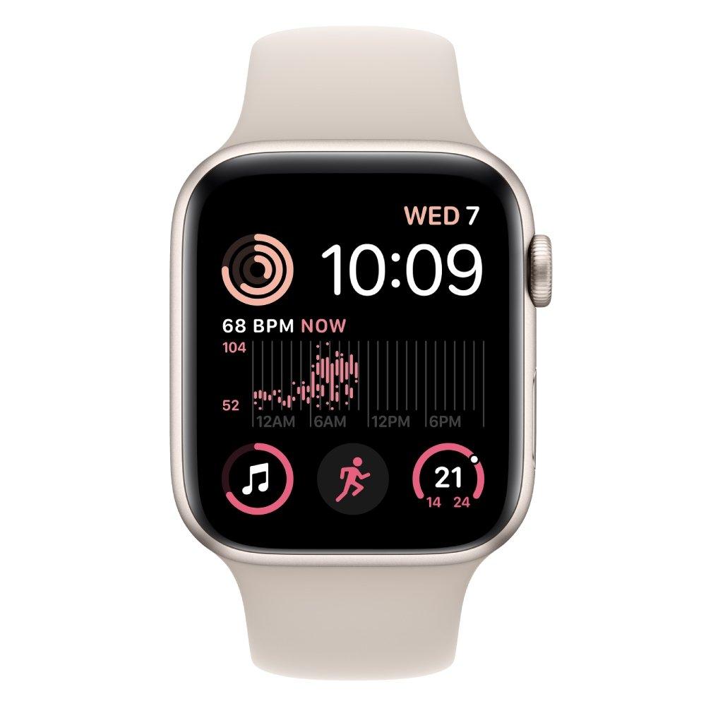 Apple Watch SE GPS + Cellular 44mm Starlight Aluminium Case with Starlight Sport Band - Regular