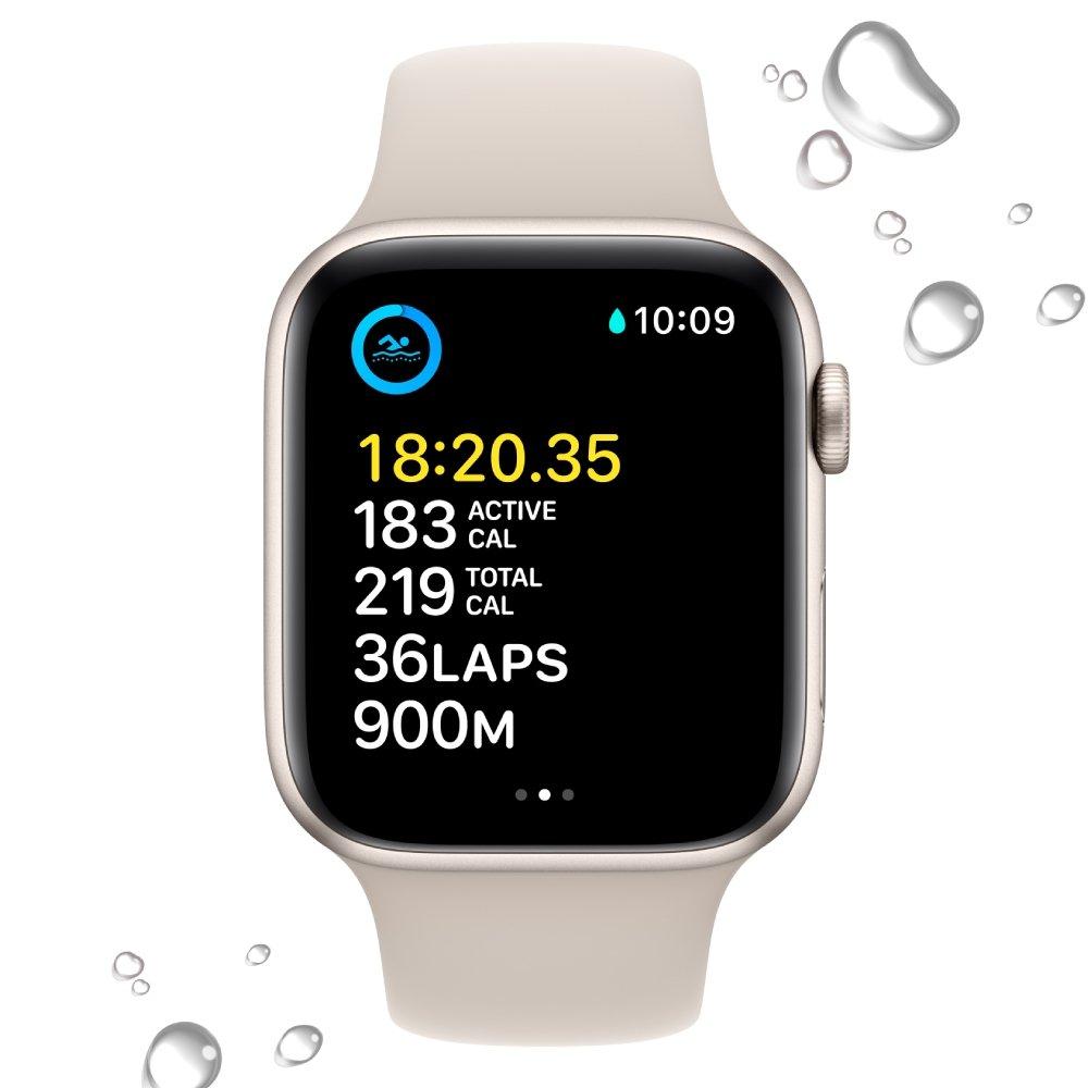 Apple Watch SE GPS + Cellular 44mm Starlight Aluminium Case with Starlight Sport Band - Regular