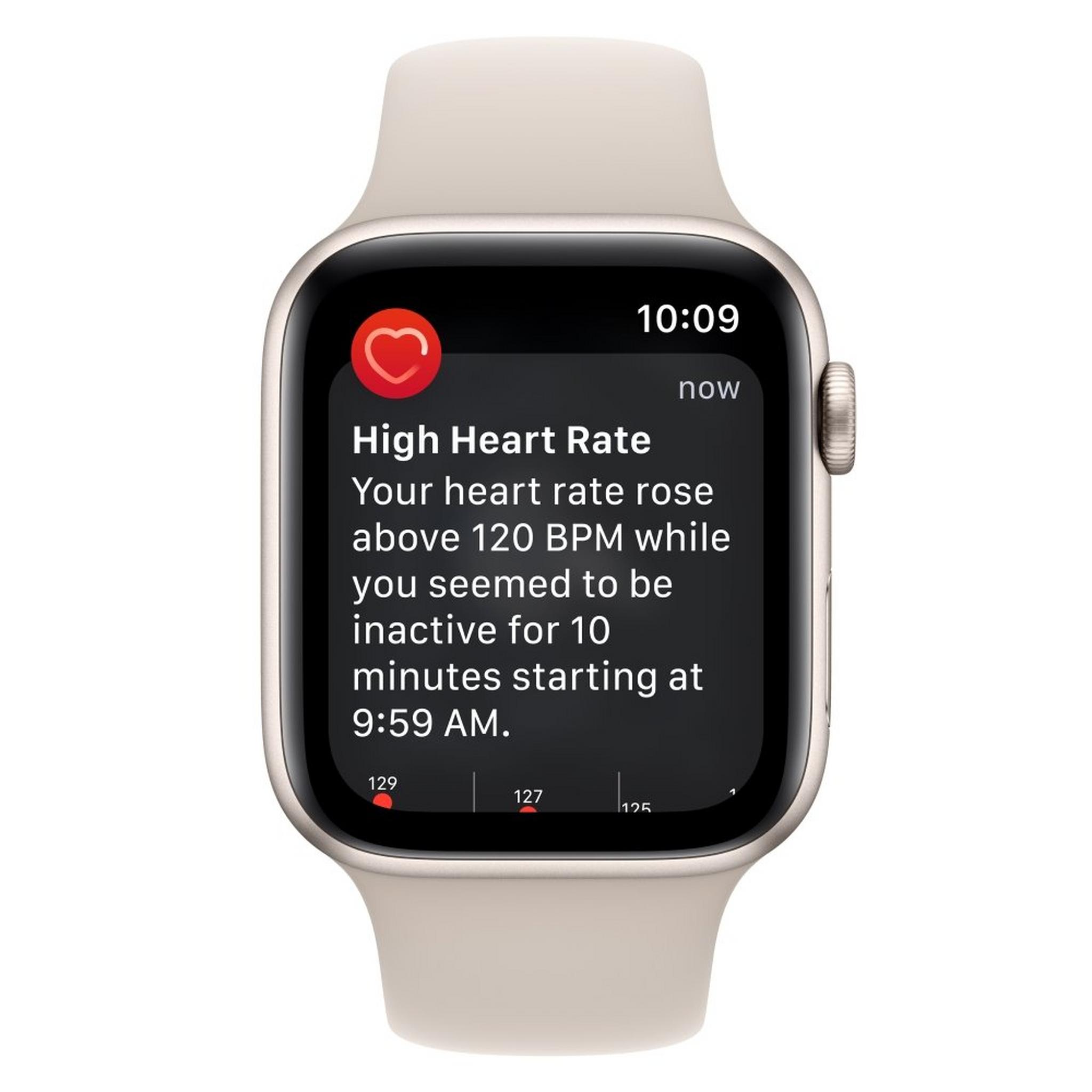 Apple Watch SE GPS + Cellular 44mm Starlight Aluminium Case with Starlight Sport Band - Regular