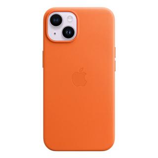 Buy Apple iphone 14  leather case w/magsafe -orange in Saudi Arabia