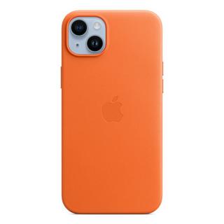 Buy Apple iphone 14 plus leather case with magsafe | orange in Saudi Arabia
