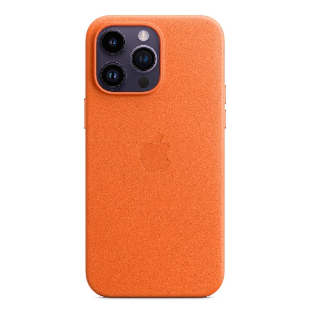 Apple iphone 14 pro max leather case w/magsafe -orange price in Saudi ...