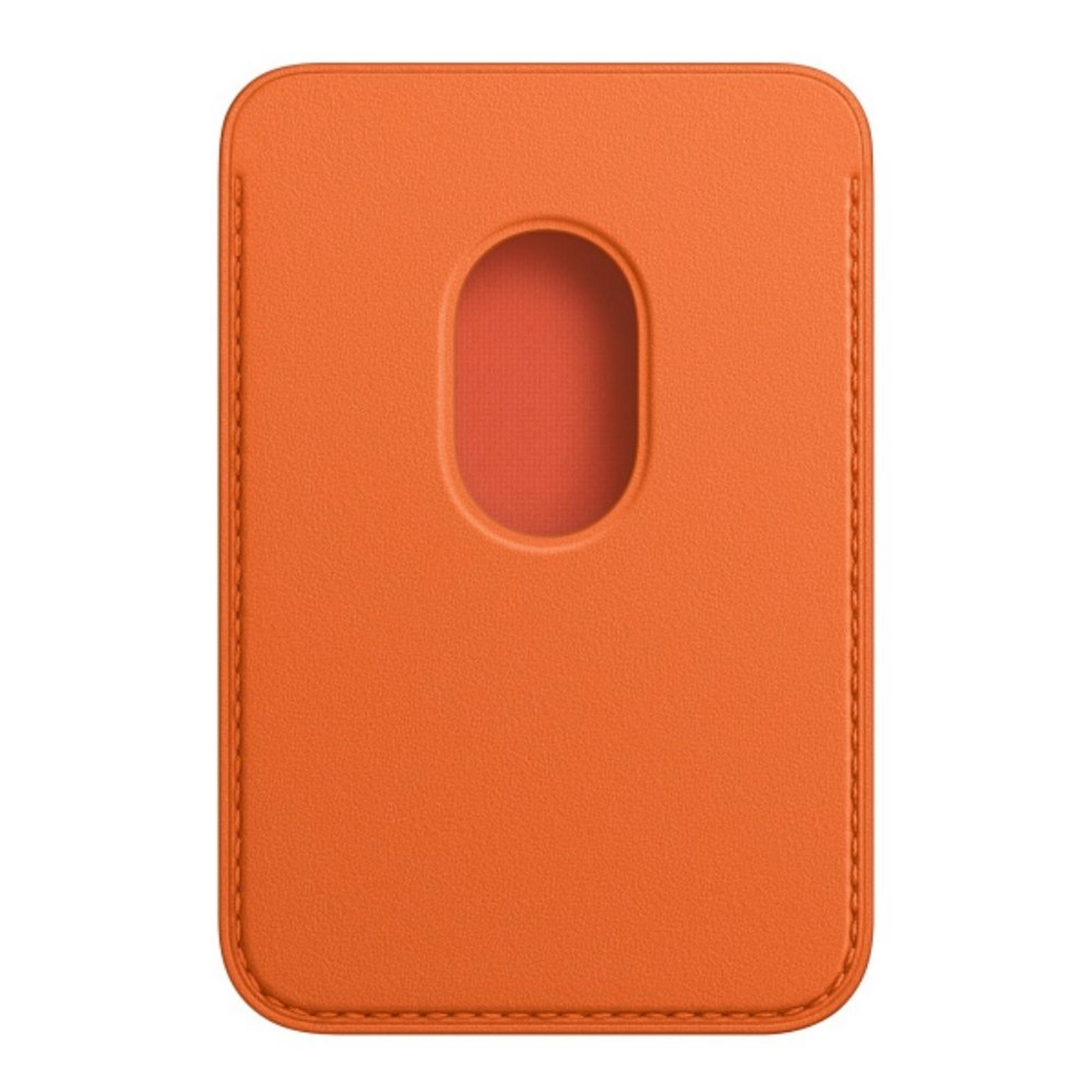 محفظة آبل جلدية مع ماجسيف للآيفون - برتقالي