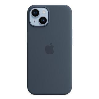 Buy Apple iphone 14 plus silicone case w/magsafe - blue in Saudi Arabia