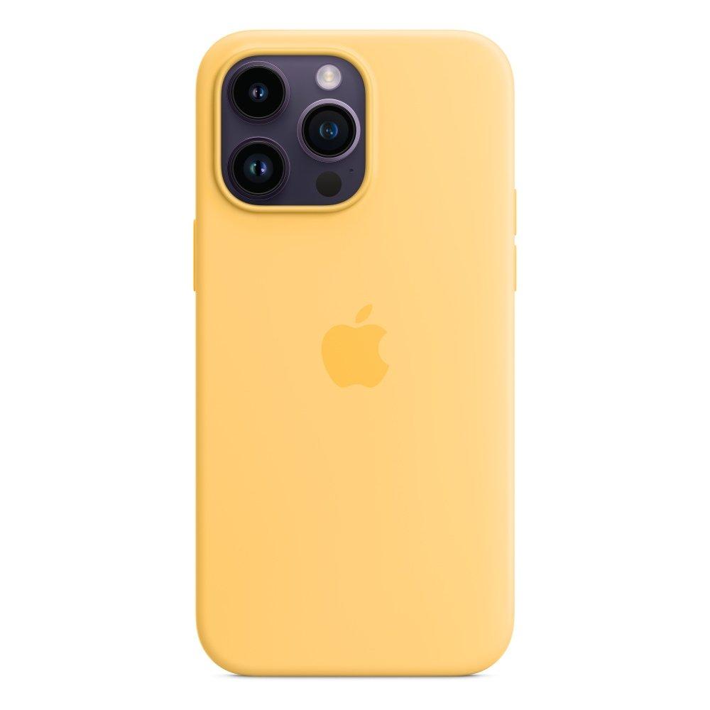 Buy Apple iphone 14 pro max silicone case w/magsafe - sunglow in Saudi Arabia