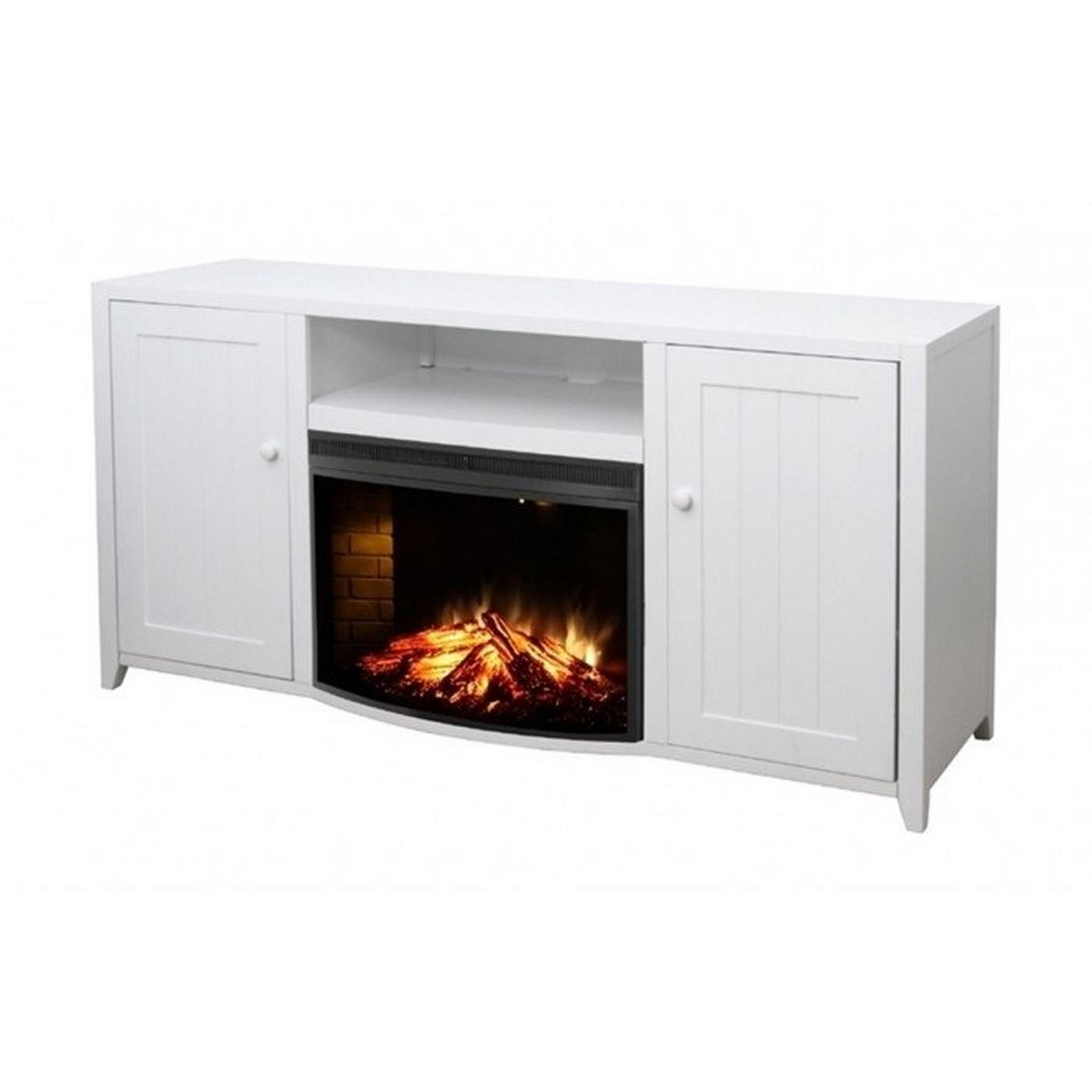 Wansa 65" TV Stand with Electric Fireplace - White (A-002FT) + Fireplace insert for TV Stand (SF122-26A)