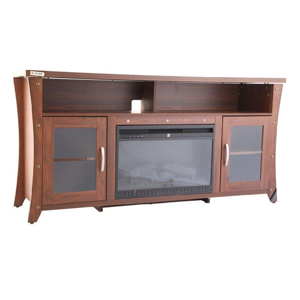 طاولة تلفزيون 80 بوصة مع مدفأة كهربائية من ونسا، A471-2 (SET) - بني
