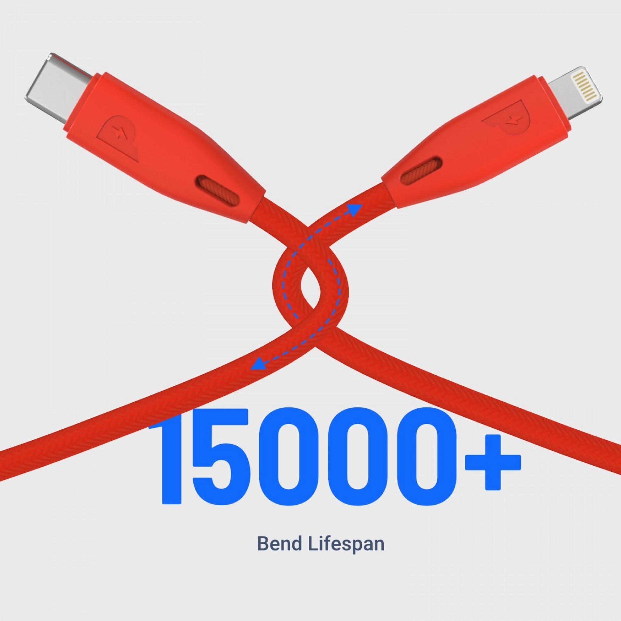 Powerology Braided USB-C to Lightning 2m Cable - Red