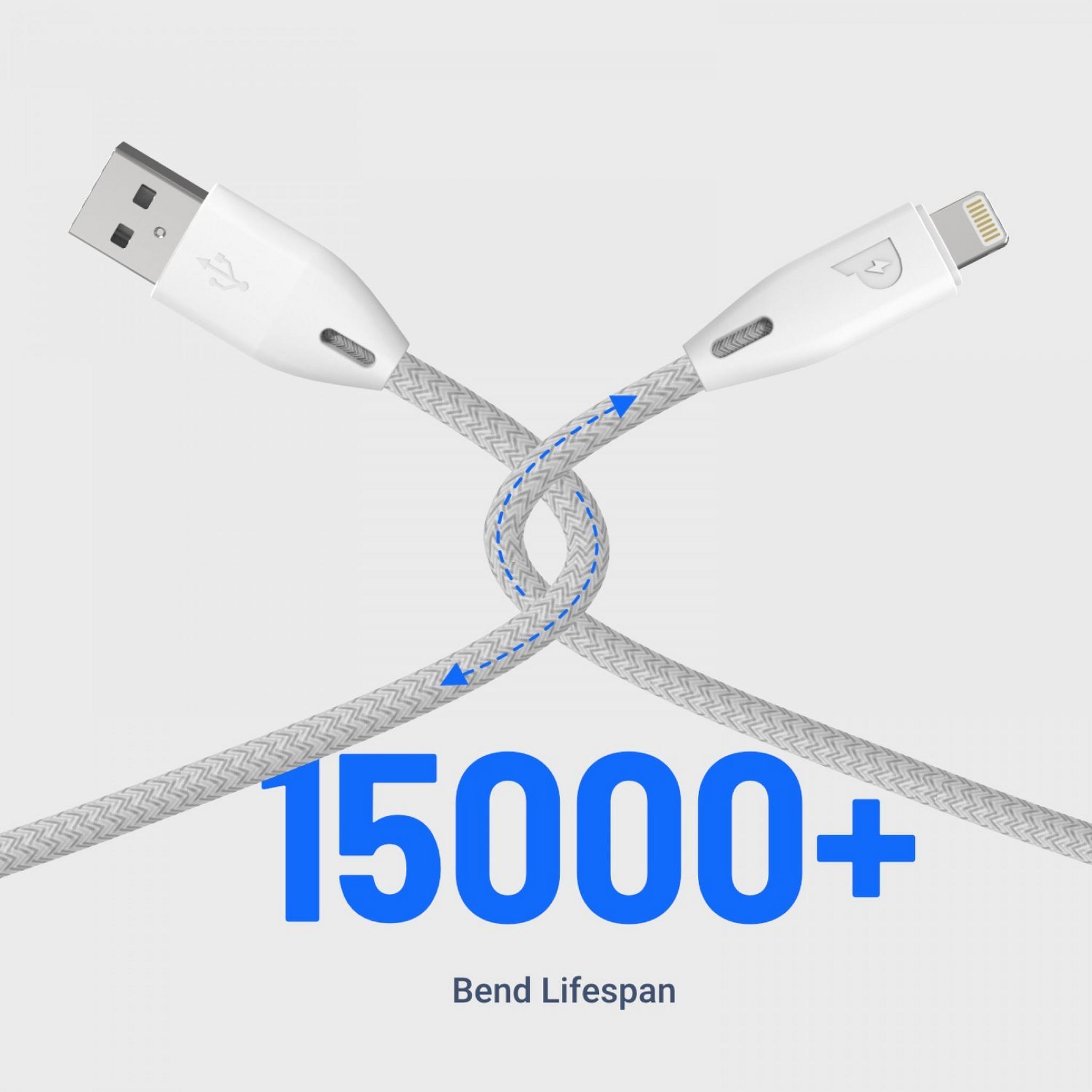 Powerology Braided USB-A to Lightning 0.25m Cable - White