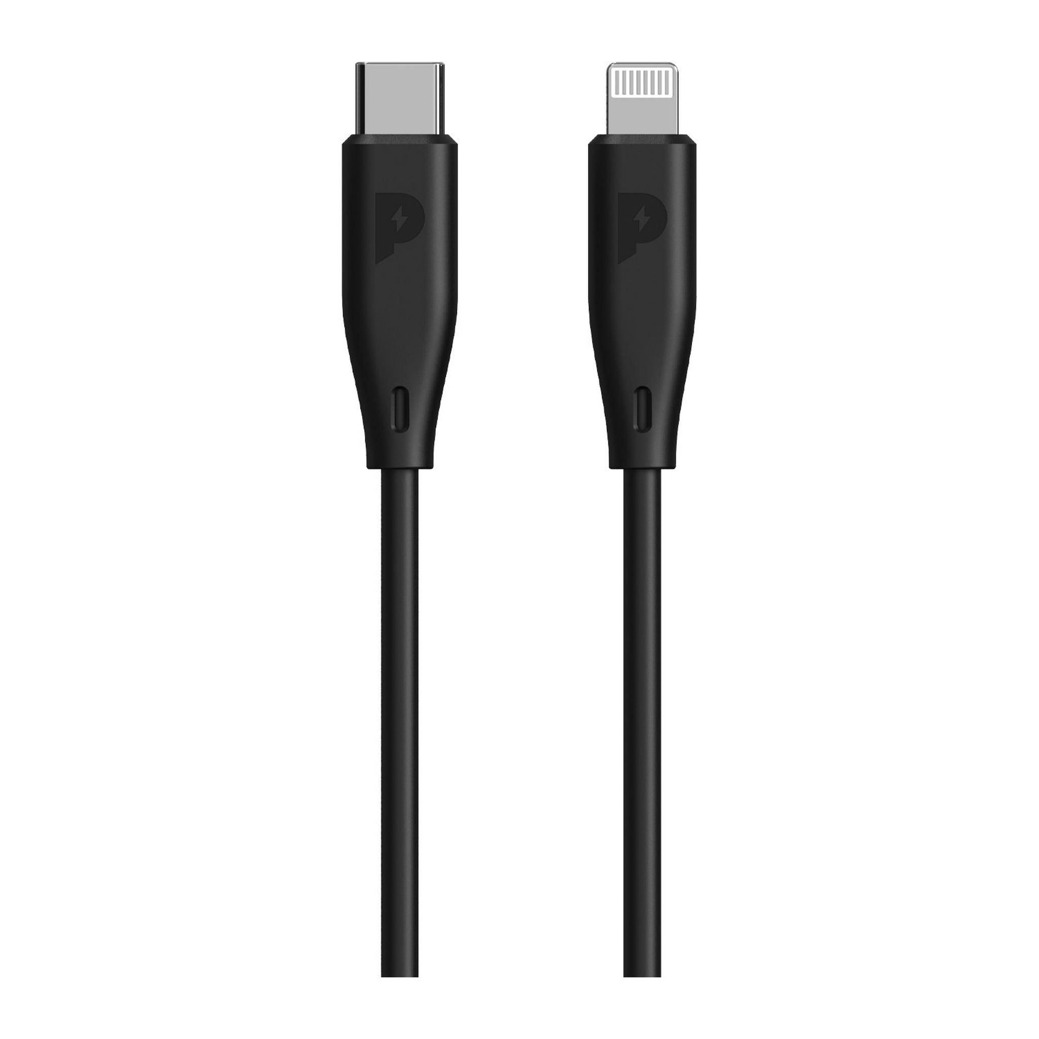 Powerology Ultra-Quick 32W GaN Charger + 1.2m USB-C to Lightning Cable - Black
