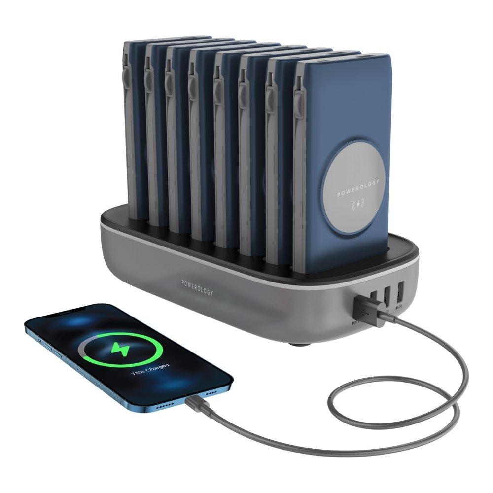 Powerology 8in1 station 10000mah 20w pd qc wireless power bank with