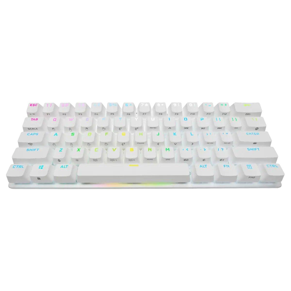 لوحة مفاتيح الألعاب لاسلكية ميني برو كي70 من كورسير - أبيض