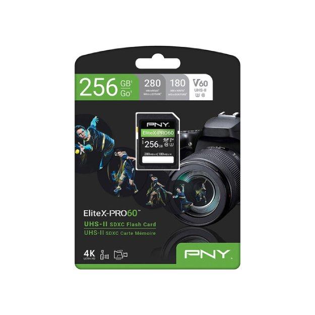 PNY EliteX-PRO60 Flash Memory Card, 256GB, UHS-II - P-SD256V60280EXP6-GE