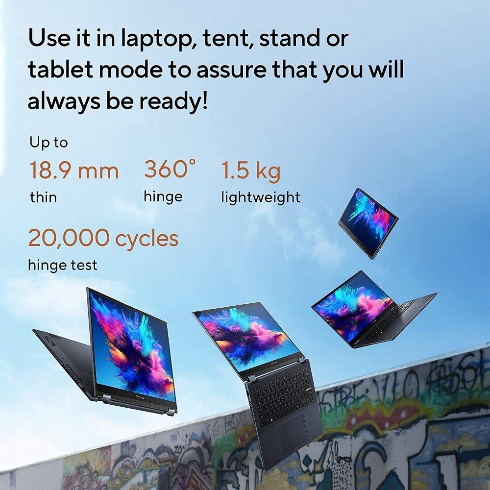 لاب توب اسوس فيفو بوك اس 14 فليب - رايزن 5 3.3 جيجا هرتز - 8 جيجا بايت رام - 512 جيجا بايت - شاشة 14 بوصة تعمل باللمس - ويندوز 11 هوم - فضي