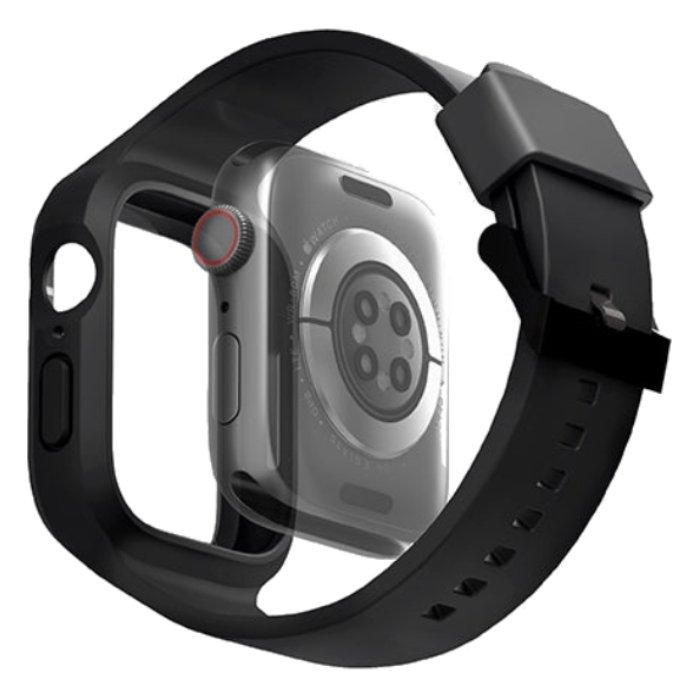 سوار مونوس 2 في 1 مع غطاء حماية لساعة أبل 44 / 45 ملم من يونيك - أسود