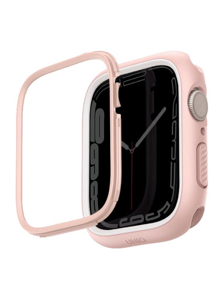 UNIQ Moduo Case with Interchangeable Bezels for Apple Watch 44 /45mm - Pink / White