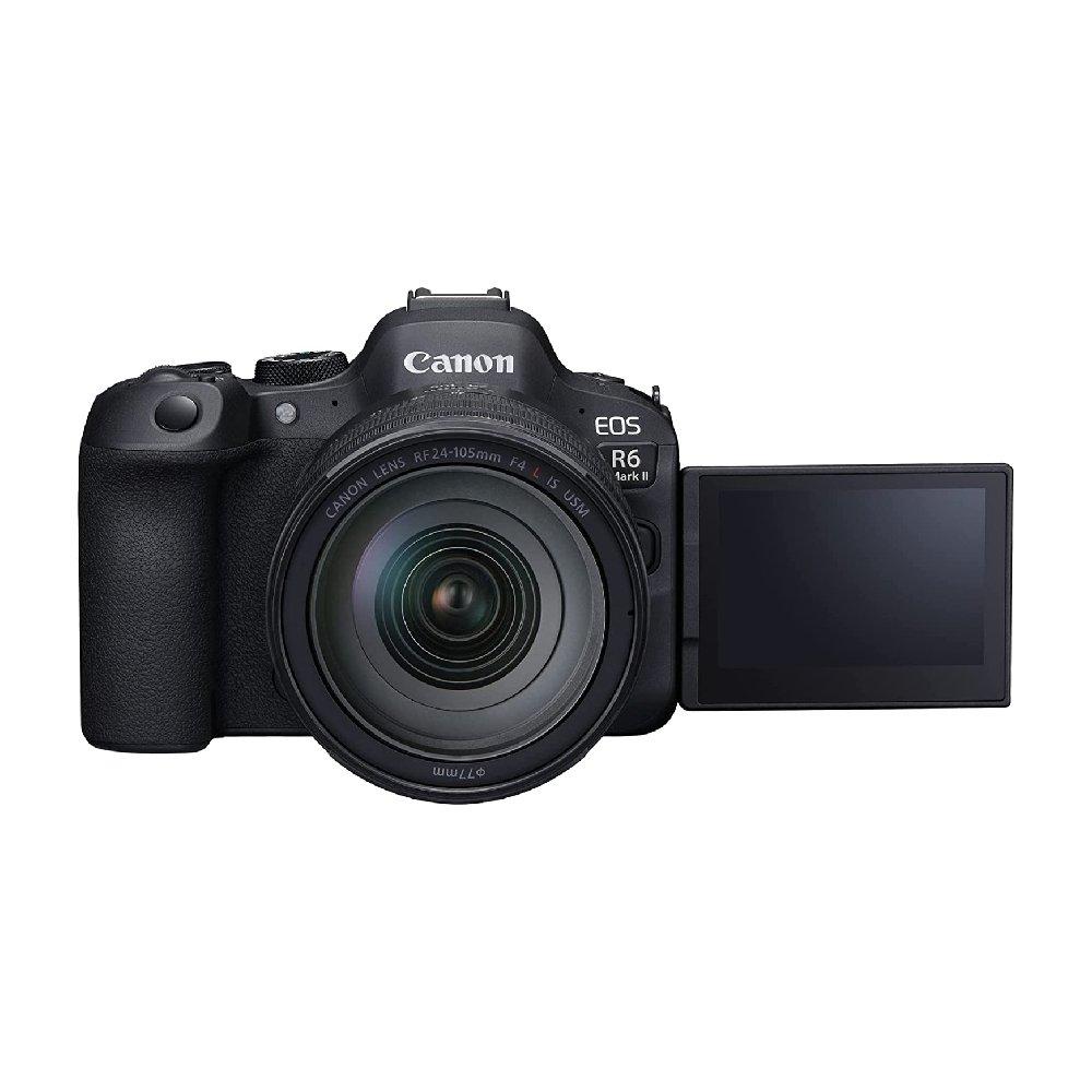 كاميرا إي أوه إس أر6  مارك تو إطار كامل أر أف بدون مرآة وعدسة 24-105 ملم إف4 اي إس  يو إس إم من كانون ، 5666C013AA