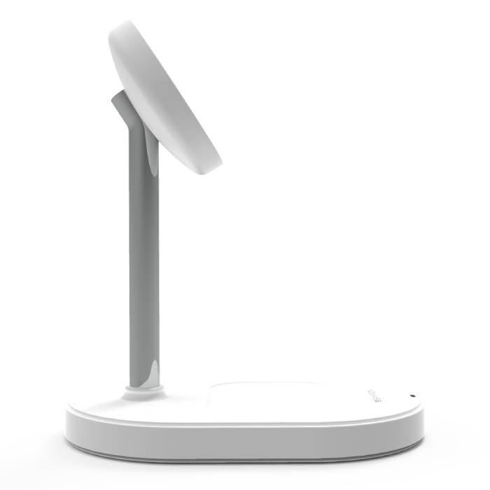 قاعدة شحن لاسلكية بريميوم 3 في 1 من بايكرون، وشاحن بقوة 25 واط مع 2 متر كابل يو اس بي سي، BA-WC-005 – أبيض